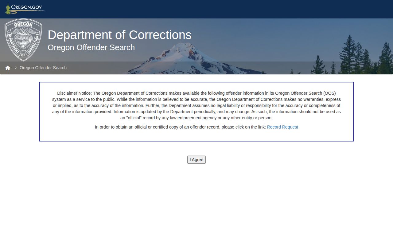 Oregon Offender Search fields for Morrow County released inmates